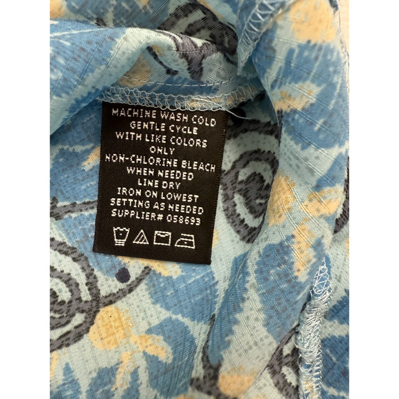 Boho Chic Blue Floral Lace Trim Cap‎ Sleeve Top Women's M Vintage - Picture 5 of 9